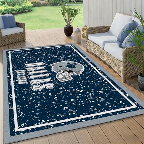 ZOARVEXD Washable Rug Outdoor 5 x 8 Theme Football Non-Slip Backside & Easy to Clean Ideal for Patio Backyard Deck Mudroom