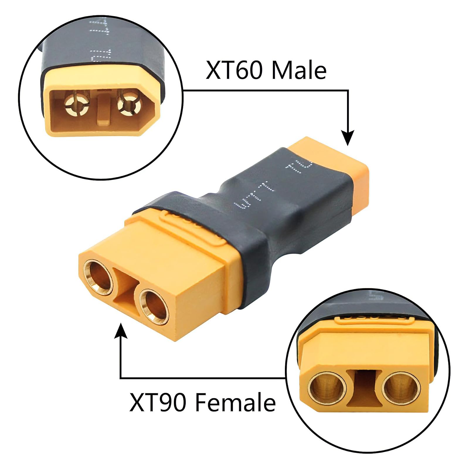 Powice 2 sztuki XT90 do XT60 adapter wtyczki, XT90 wtyczka do gniazda XT60