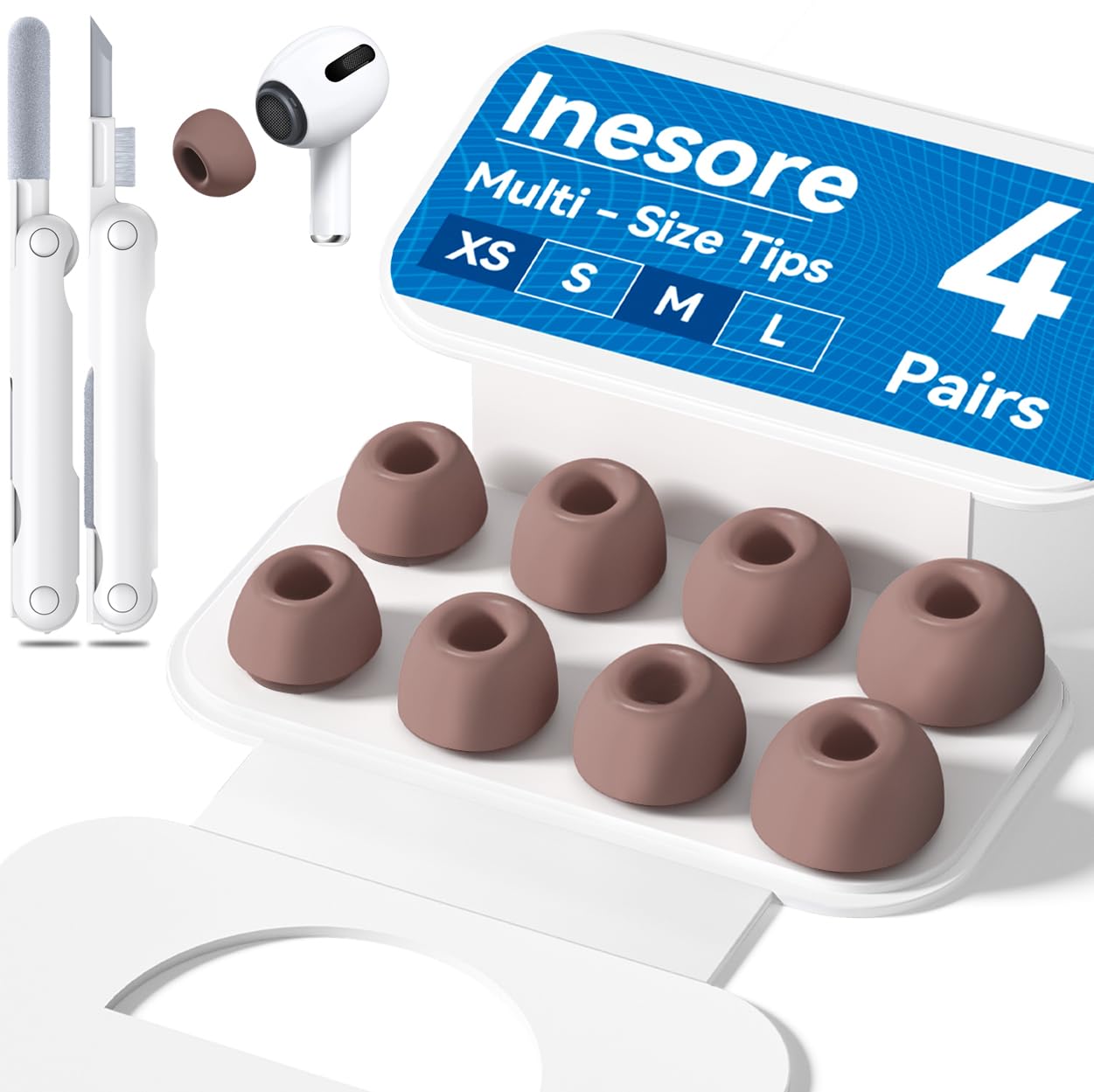 4 Pairs Replacement Ear Tips for AirPods Pro 2nd/1st Generation with Portable St