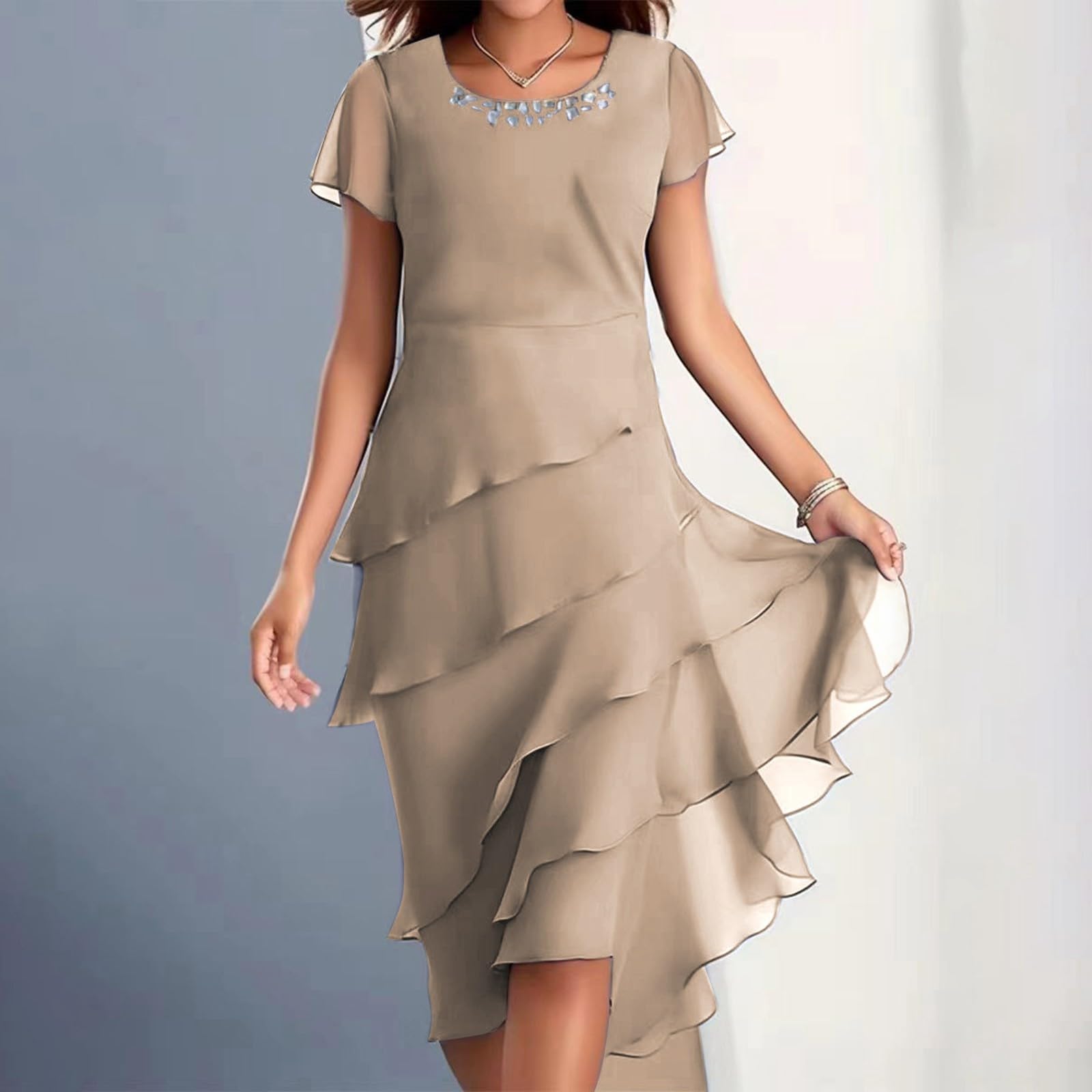 Générique Abito da donna casual tunica fluida maxi estate leggera cotone spiaggia vacanza morbido traspirante A19