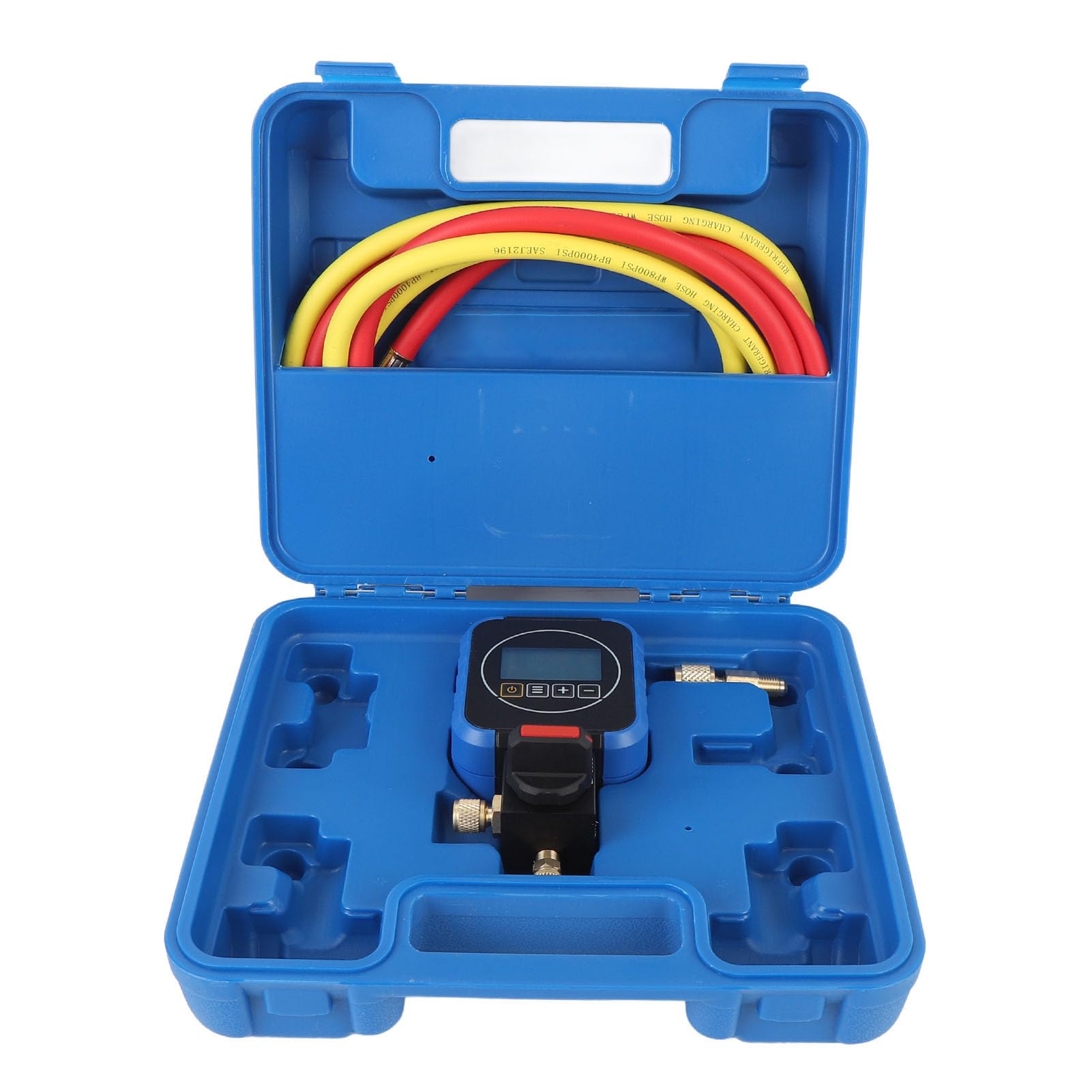 FTVOGUE Kühlmittel-Manometer, Digitalanzeige, 0–50 Bar, Hochgenaues HVAC-Druckmessgerät mit Schlauch-Set für Kältemittel R134A, R410A, R22