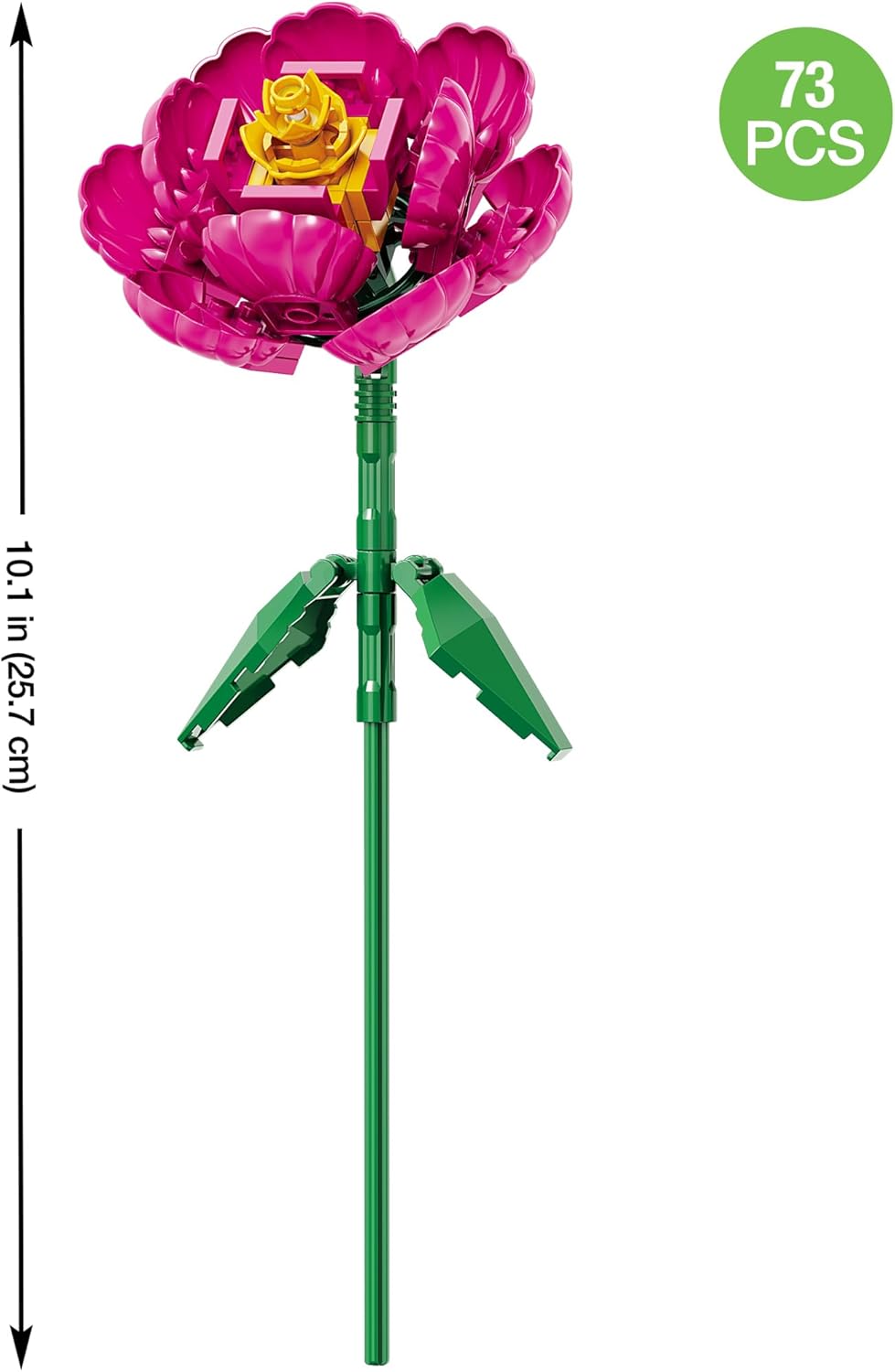 Brickcraft Peony Flower Building Set 73 Pcs Bricktanicals Botanical Collection Creative STEM Toy for Kids 8+ and Adults Home Decor and Hobby Gift Idea Vibrant Pink Brick Flowers for Display