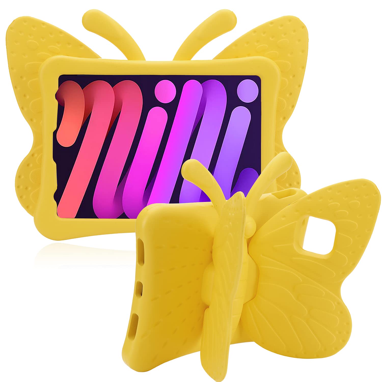 JGY iPad mini 6 7 A17 Pro 8.3 2024 Pretty Butterfly Case for Kids Girl Light Safe EVA Foam Full Cover Sturdy Kids case with Stand Pencil Holder