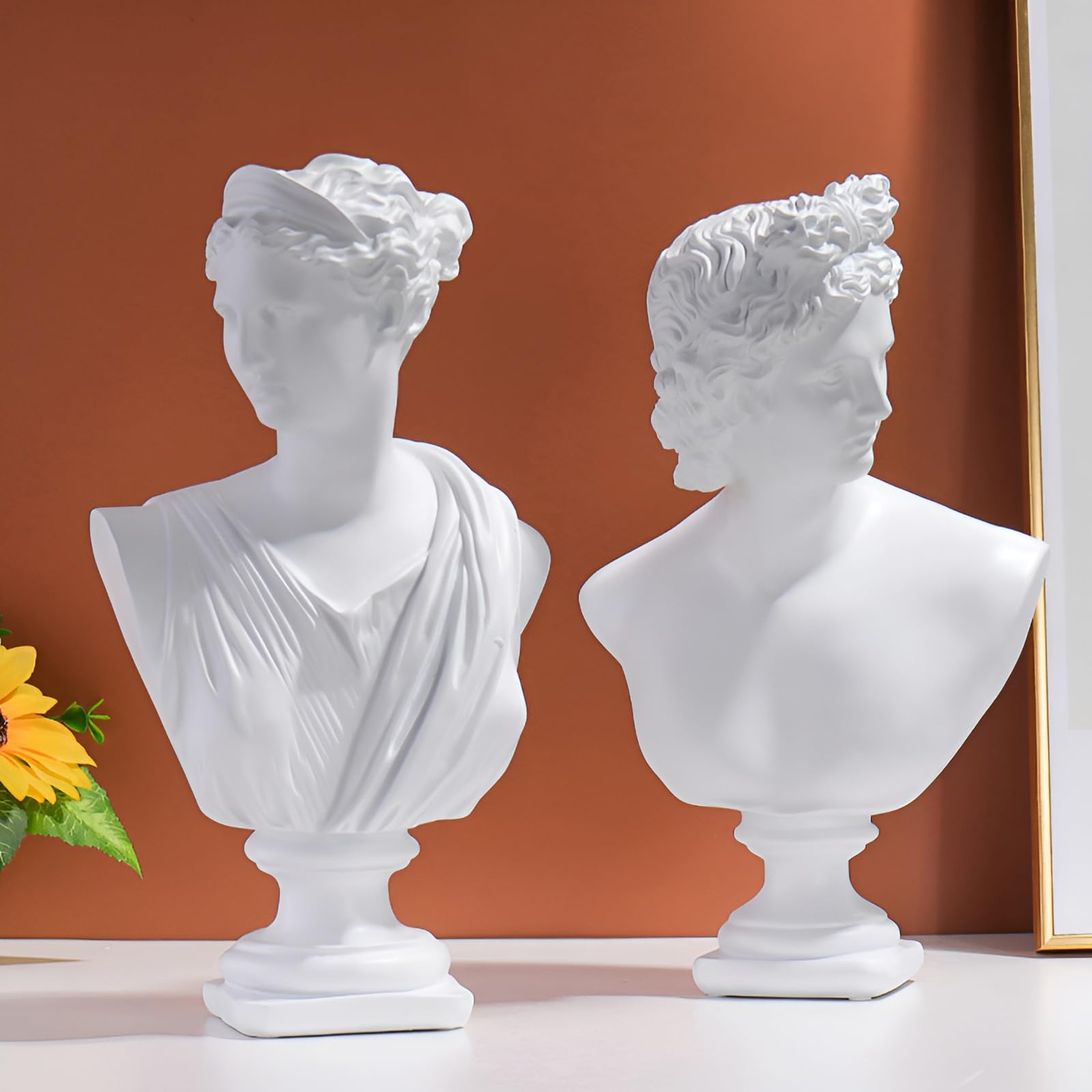 PAEFIU David Statue, Griechische Mythologie-Göttin-Statue, Michelangelo David Büste Figur, Apollo Dekorationen Skulpturen, Moderne Diana Ornamente, für Home Büro Bücherregal Skizze Praxis (Stil 1)