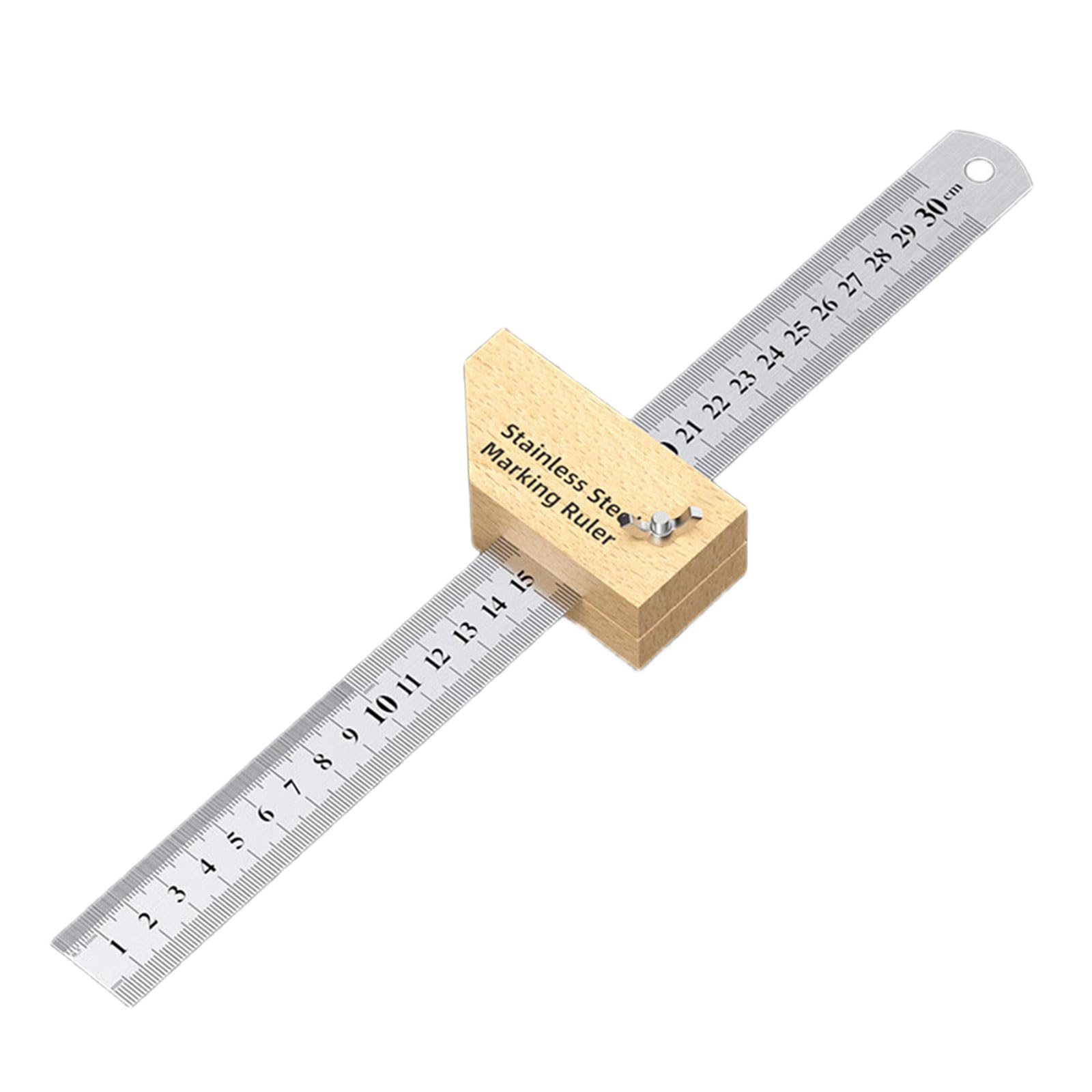 Msioytog Stainless Steel Rule Workshop Essential Multifunction Marking Ruler With Antislip Handle And Space Saving Hanging Hole Feature Woodworking Marking Ruler