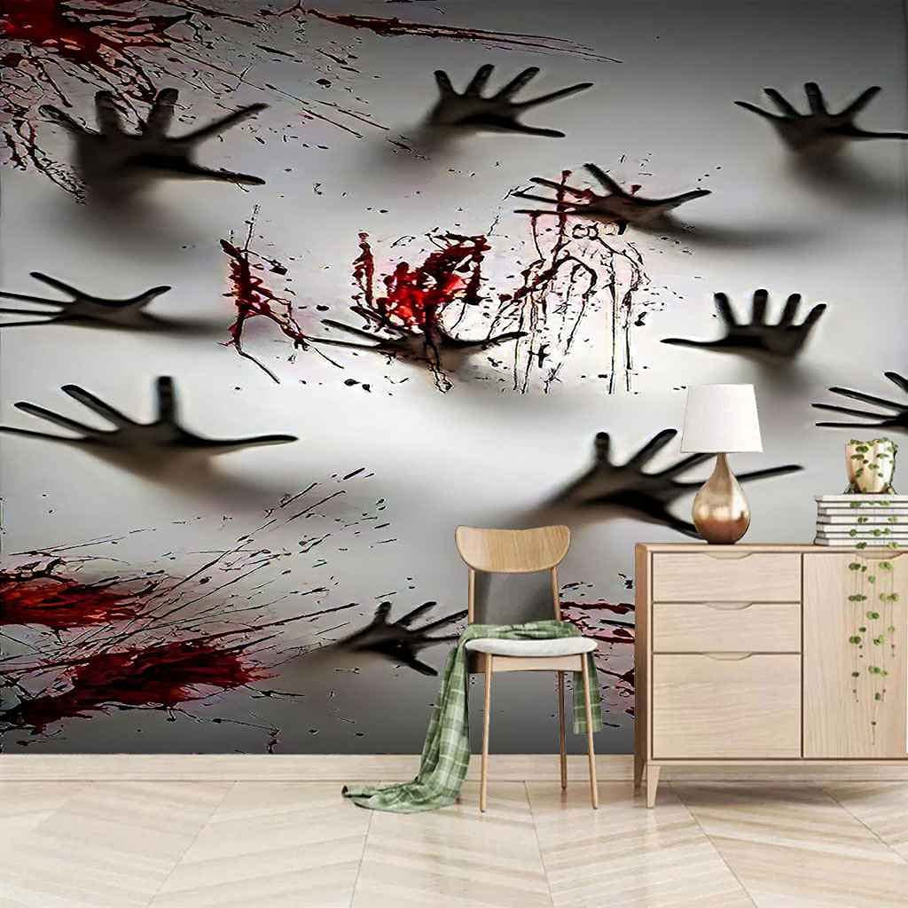 Papier peint panoramique 3D gris effet canevas auto-adhésif pour salon 250x175 cm