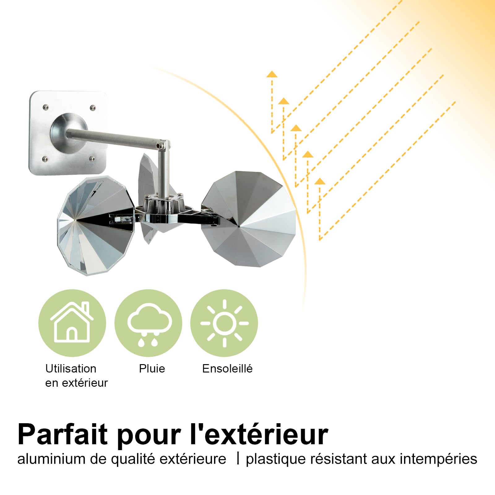OFFO Anti Pigeon,Effaroucheur Oiseaux pour Balcon,Réflexion à 360°,Repulsif Pigeon avec Base en Aluminium,Effaroucheur Pigeons pour Jardin,Toit,Balcon