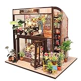 CuteBee Dollhouse Miniature with Furniture, DIY Wooden Dollhouse Kit, 1:24 Scale Creative Room Idea (Coffee House)