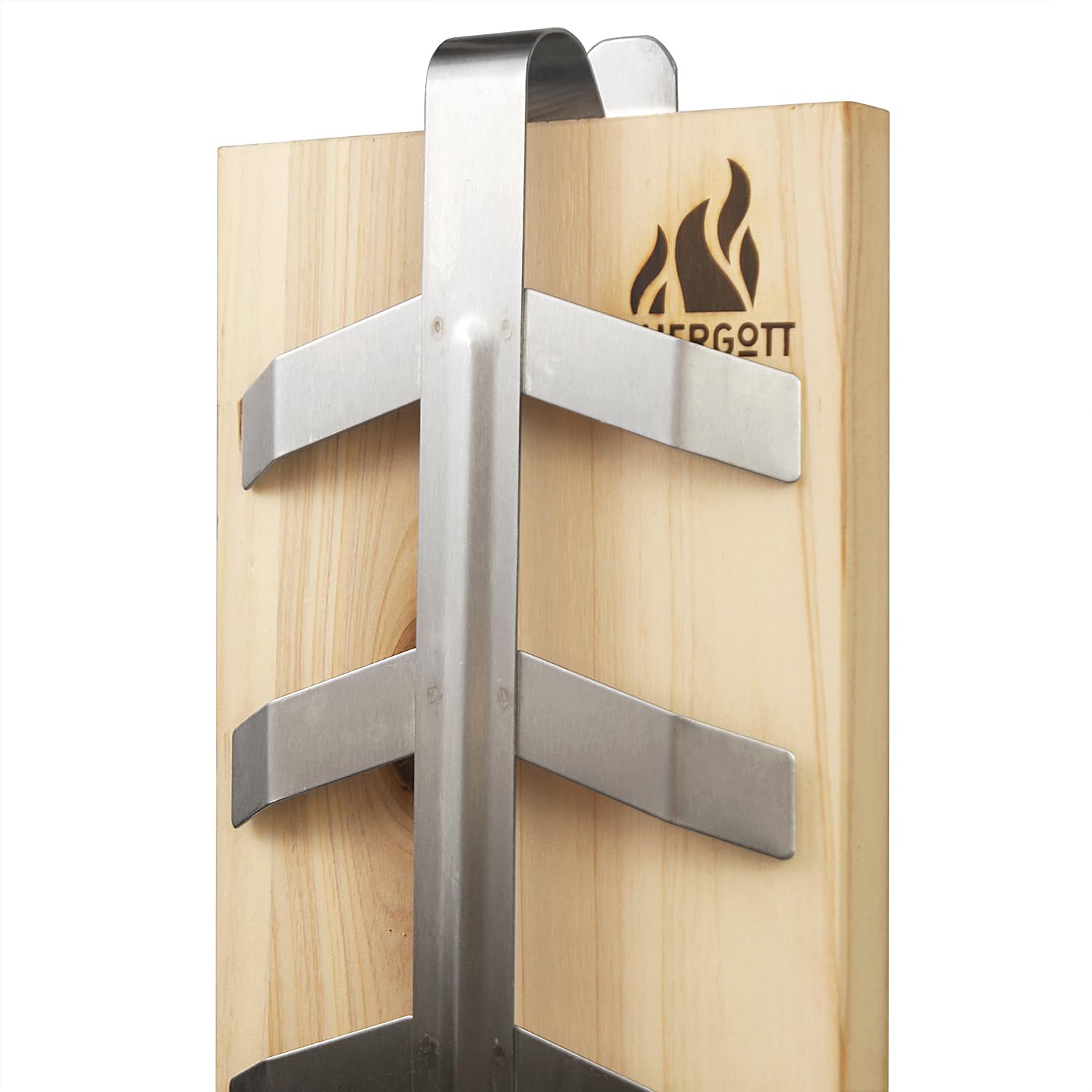 Flammlachsbrett Classic 2er-Set mit Edelstahl-Halterung zum Grillen und Räuchern von Lachs, Forellen - Zedernholz für Feuerschale, Grill, Lagerfeuer