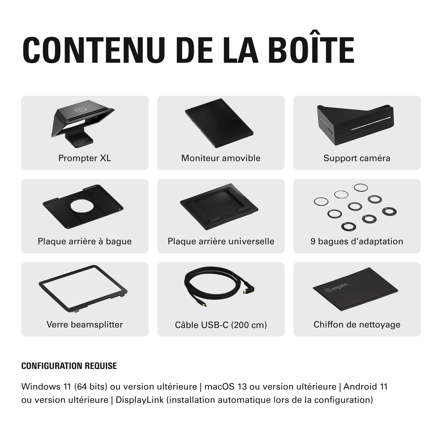 Elgato Prompter XL – Téléprompteur Grand Format avec écran Amovible, Moniteur visioconférence, pour appareils Photo et caméras de Studio, Installation Simple par USB-C 3.2 (PC&Mac)