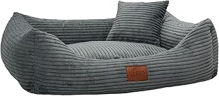 Leo4dog Hundebett Cord Waschbar Bezug Für kleine mittelgroße und große Hunde Hundekissen Hundesofa Hundekorb (Dunkelgrau, 115x90) product image