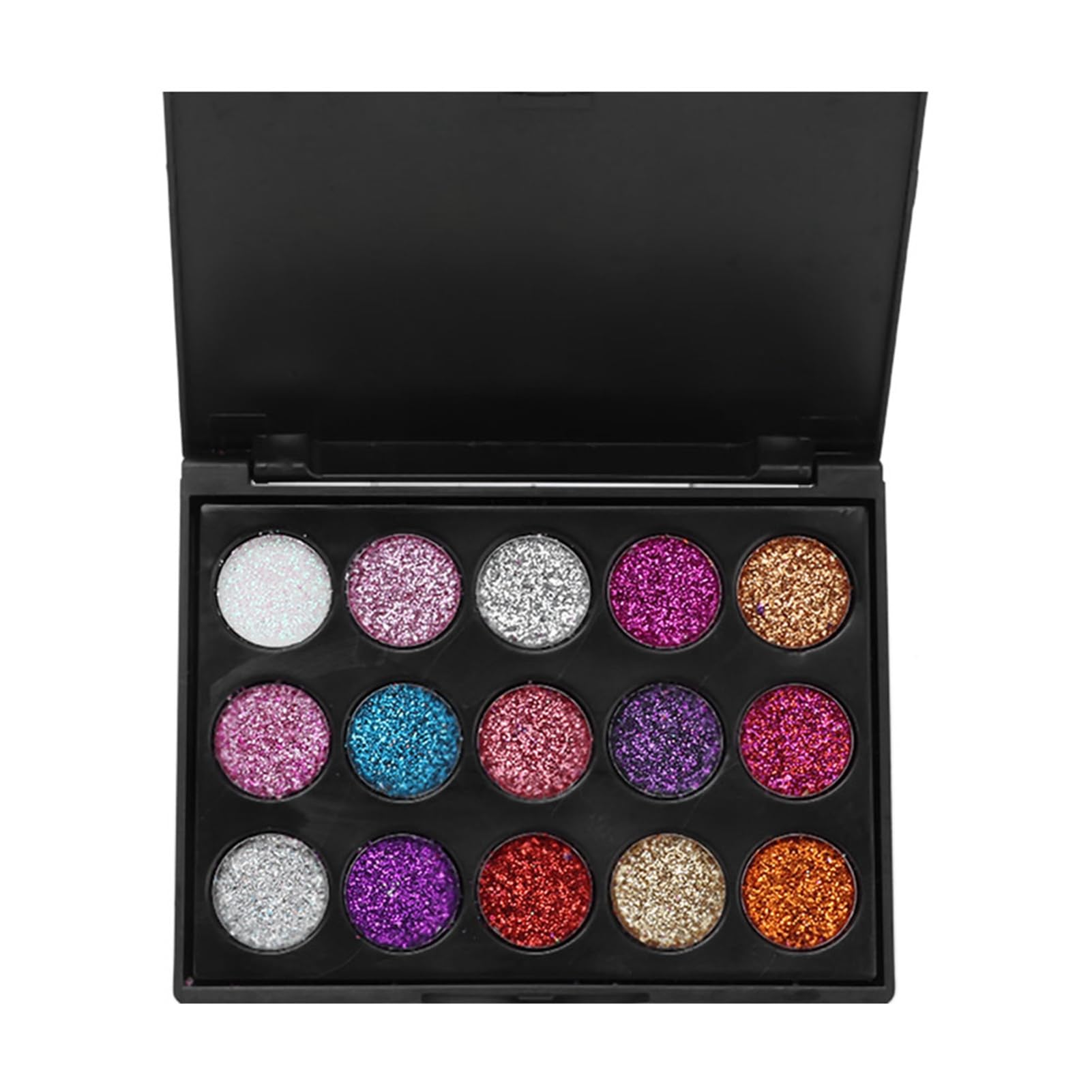 Paleta de sombras de ojos con purpurina, 15 cores, impermeável, com purpurina, paleta de sombras de olhos, sombra de olhos brilhante, cores naturais misturadas de longa duração