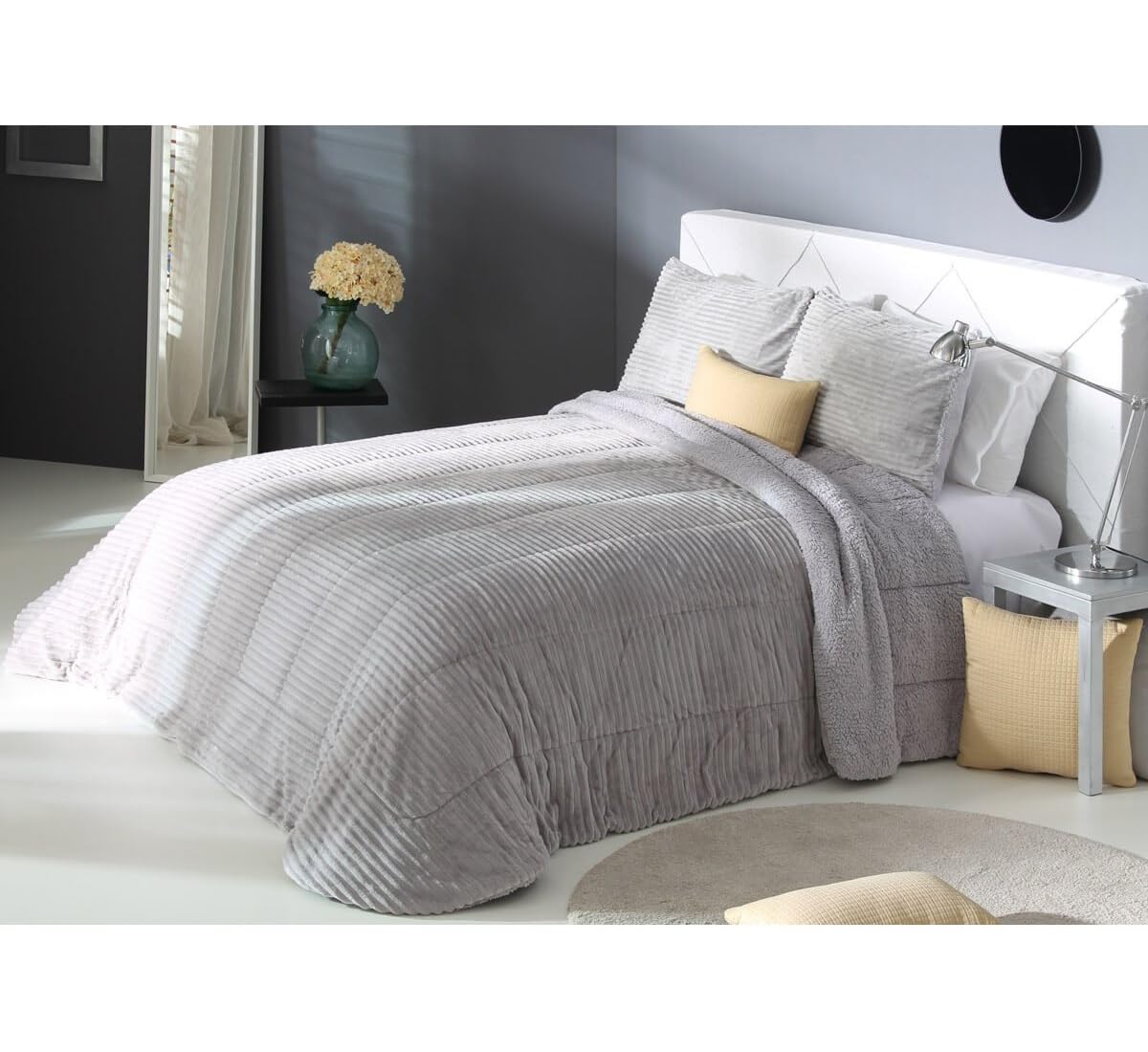 Reig Martí Edredón de Invierno con Sherpa o Borreguito Pradesh (C.08 Gris, Cama 135cm)