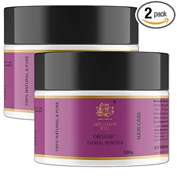 Mountain Soul Organic Indigo Powder - 100gm (Pack of 2) | Pure, Natural and USDA Organic for Hair | Indigofera Tinctoria | For Hair Colour & Smooth