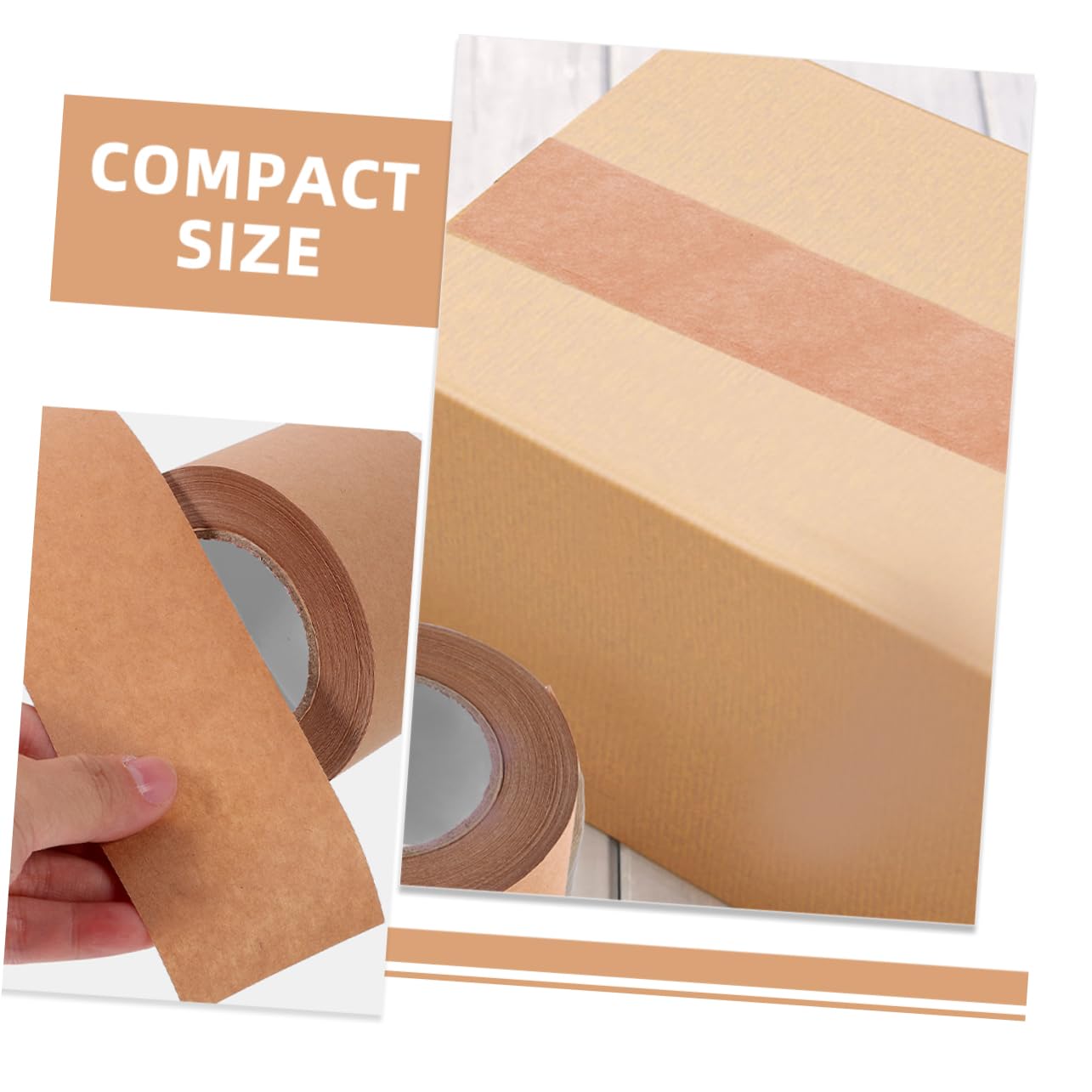 OSALADI 3 Set Nastro Di Spedizione Marrone Nastro Sigillante in Carta Nastro Gommato Marrone In Movimento Avvolgere Cucitura Avvolgimento Light Brown Carta Kraft 3 * 3