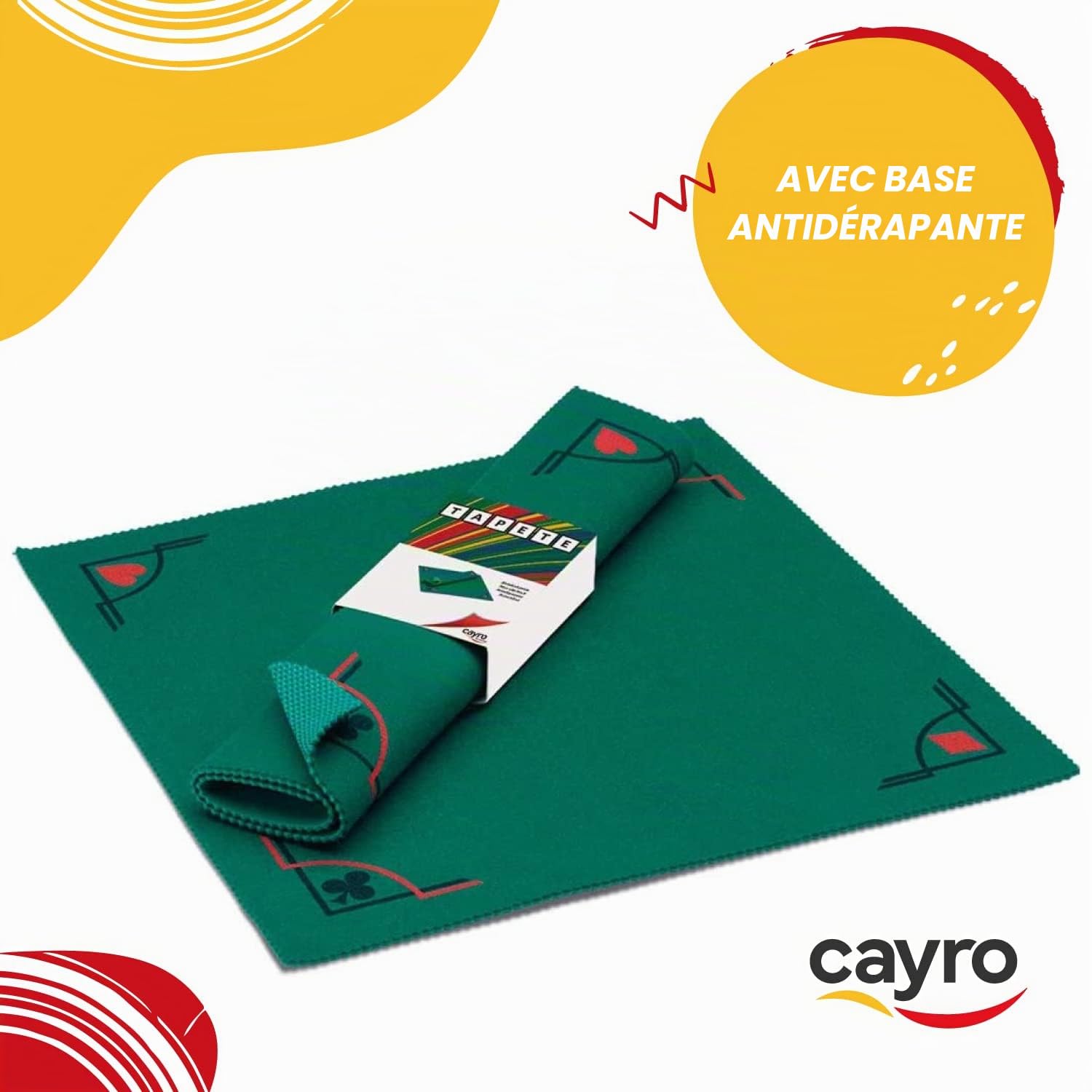 Cayro - Tapis avec Base Antidérapante - 50 X 50 Cm - Accessoire pour Jeux De Société - Idéal pour Poker, Cartes Ou Dés - Jusqu'À 4 Joueurs - Vert