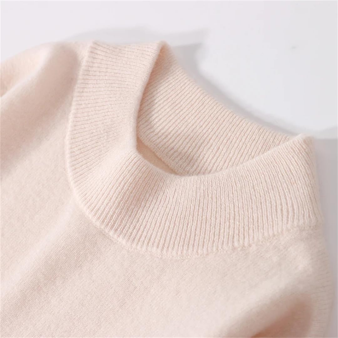 Men's Merino Wool Sweater Half High Neck Pullover Top and Winter Knitted Bottom Shirt Casual Solid Color Jacket