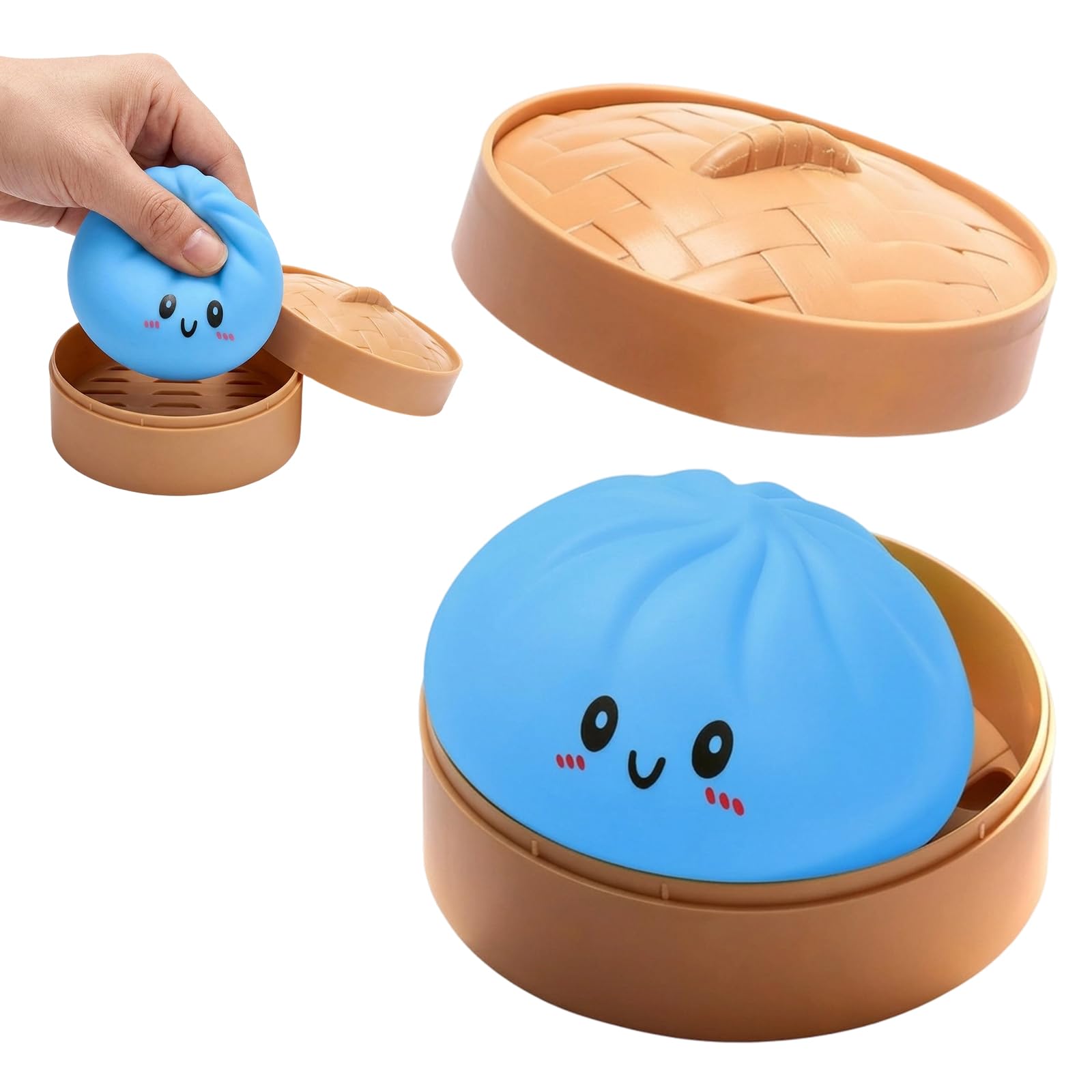 Giant Dumpling Squishy,Blue Glitter Dumplings,Squishy Dumpling Toy Mystery Box with Steamer - Giant Glitter Dumplings Stress Relief Bun Anxiety Fidget Toy for Adults