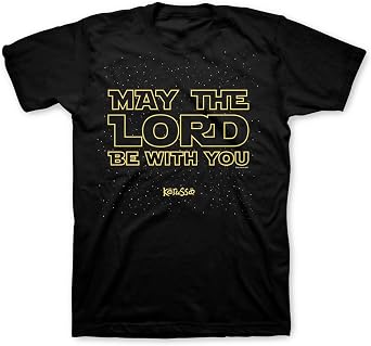 Kerusso May The Lord Be with You Scripture Black Cotton Crew Neck T-Shirt, Large