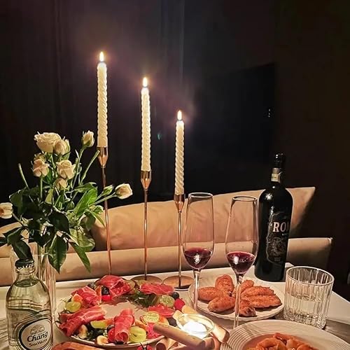 Miniatura 2 de CANDLE CHOICE Velas cónicas en espiral sin llama de cera real con temporizador remoto de 9.6 pulgadas de alto, parpadeo largo retorcidas, operadas