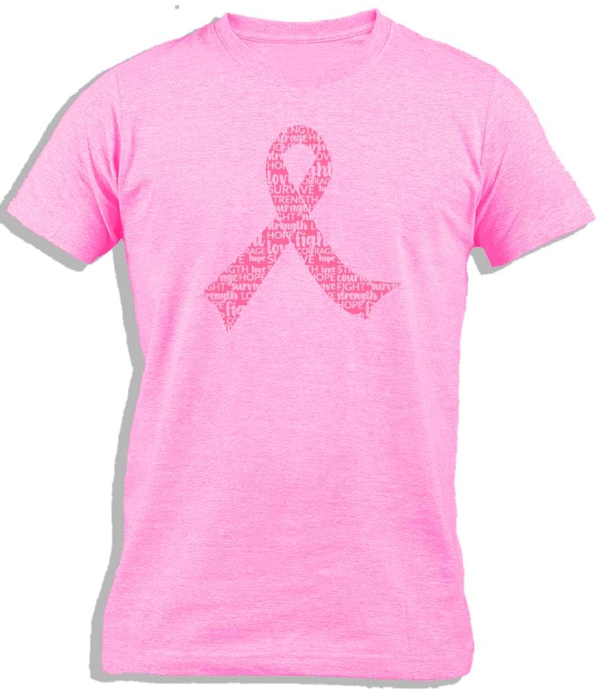 ™ Hope Ribbon With Words | Pink Month | Cancer Awareness | October Women Support Month Unisex Cotton T-Shirt For Kids