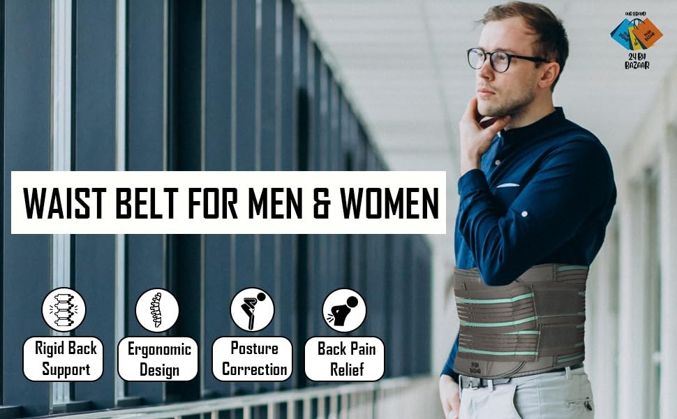 Image of Abdominal & Back Support for Men & Women | Postpartum After Delivery & C-Section | Back Pain Relief with Lumbar Support, Waist & Tummy Compression | Adjustable Double Strap (Belt Length 45 inch, suitable for size - L, Grey)