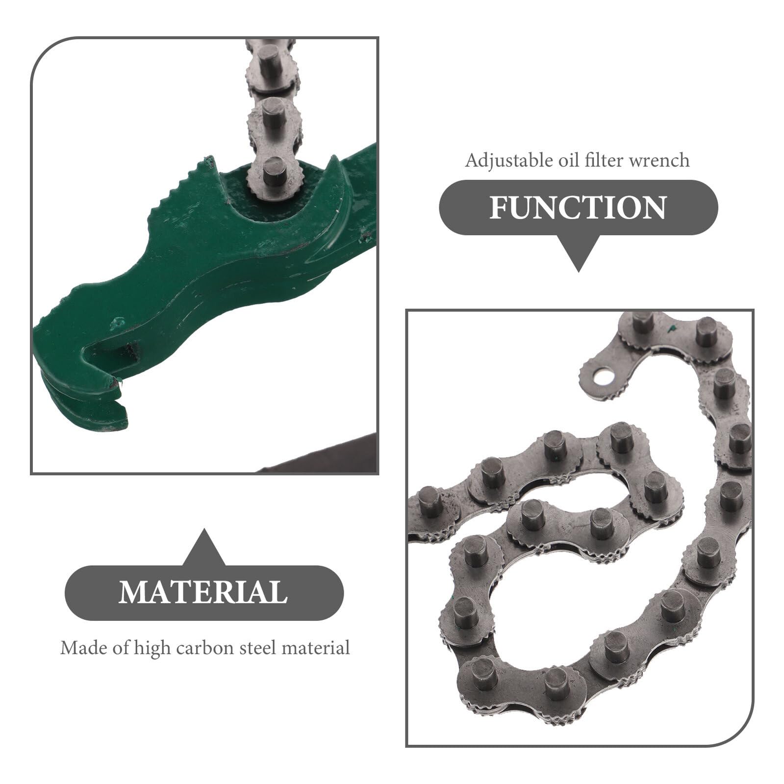 Cabilock Llave Filtro Aceite Cadena Carbono con Mango Ergonómico para Reparación Automotriz y Fontanería Herramienta Resistente y Antideslizante para Filtros de Agua y Aceite
