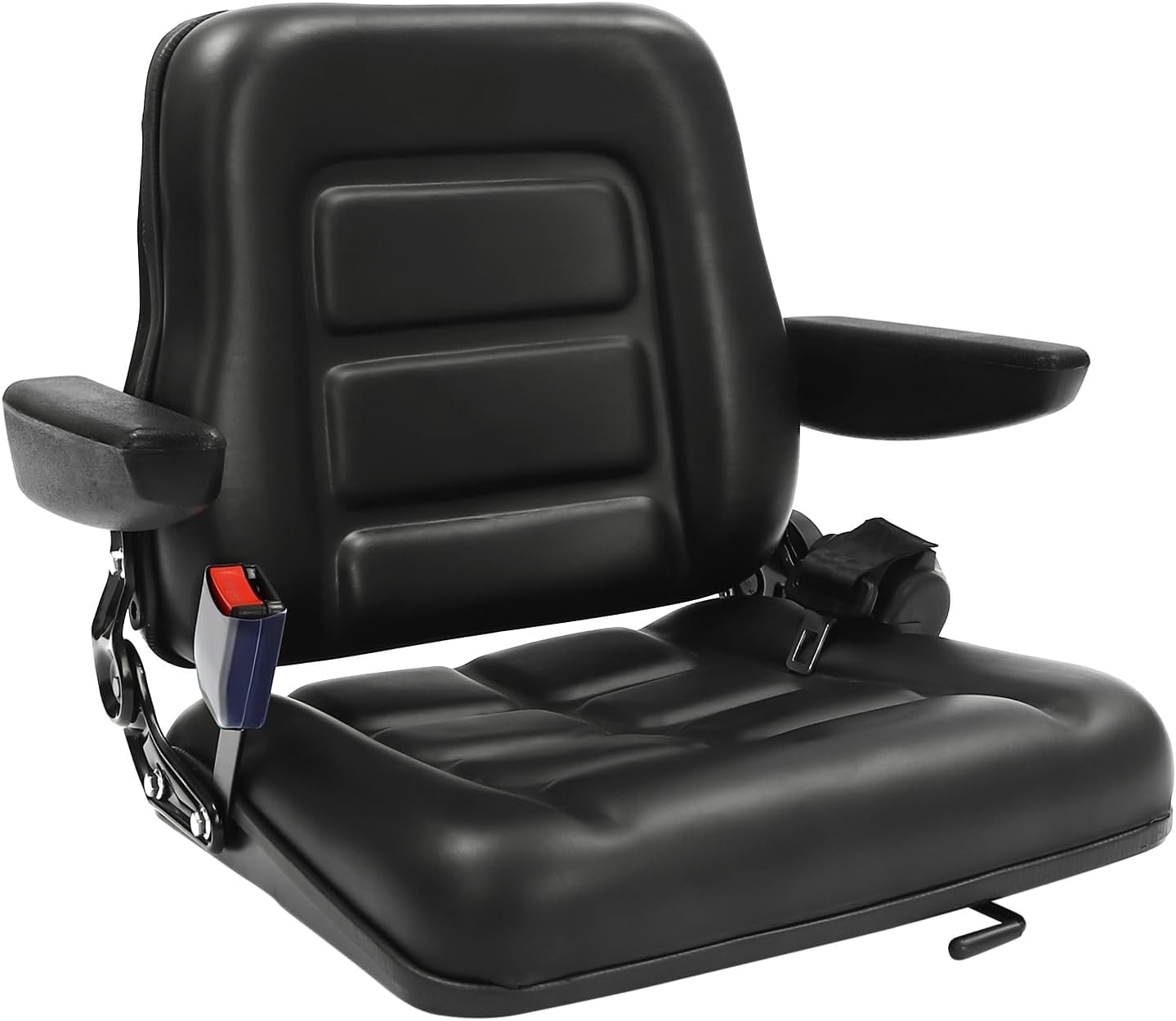 Asiento de tractor, repuesto de asiento de carretilla elevadora, asiento de equipo ajustable, PVC, con cinturón de reposabrazos, para excavadora, cortacésped, excavadora, riel deslizante de 18.5