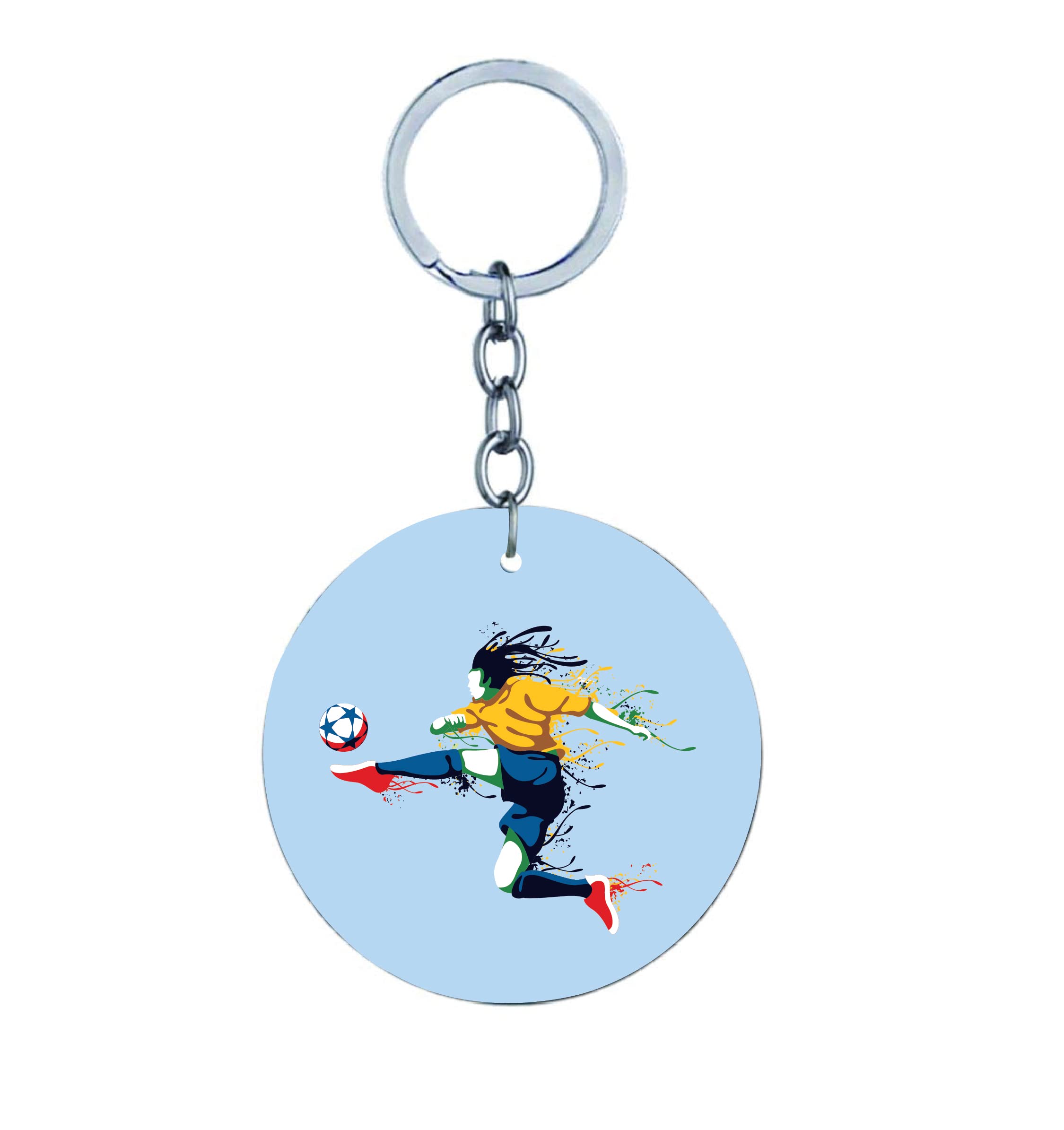 vvwv Keychain Round Shape Football Acrylic Printed Keychain Bike Car Bag Key Tag Keyrings-picture-47