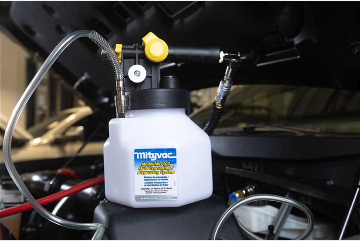 Mityvac MV7102 Fluid Extractor Dispenser for Evacuating, Topping-Off, Refilling Reservoirs or Bleeding Hydraulic Brake/Clutch Systems, 2.5 Quart, 120 PSI, Compressed Air, Vacuum or Positive Pressure