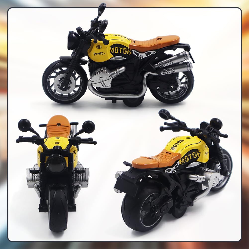 FCXVXCL Kid Motorbike Toys,Pull Back Toy Cars Alloy Motorcycles Toys,Friction Powered Kids Toy Cars Automatic Drive for Boys Kids - Image 3