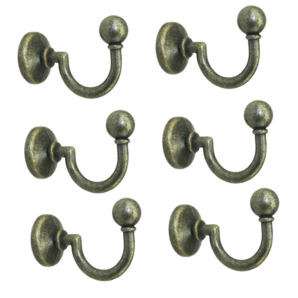 WOVEBIUS 6X Cloth Coat Towel Hangers Door Wall Kitchen Bedroom Bathroom Hooks #3,Bronze,Type 1
