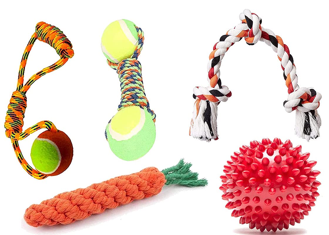 Pet Guard Combo(Stud Spike Ball+Carrot Toy+3 Knot+Rope Ball Dumbell+Knotted Rubber Ball with Handles) (B099NV7R15) Amazon Price History, Amazon Price Tracker