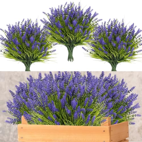 ZINHO 36 Bundles Artificial Flowers Outdoor, Faux Lavender Flowers with
