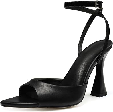 High Heels Pointed Open Toe for Women Chunky Heels Ankle Strap Strappy Kitten Block Heeled Sandals Dress and Party Wedding Shoes