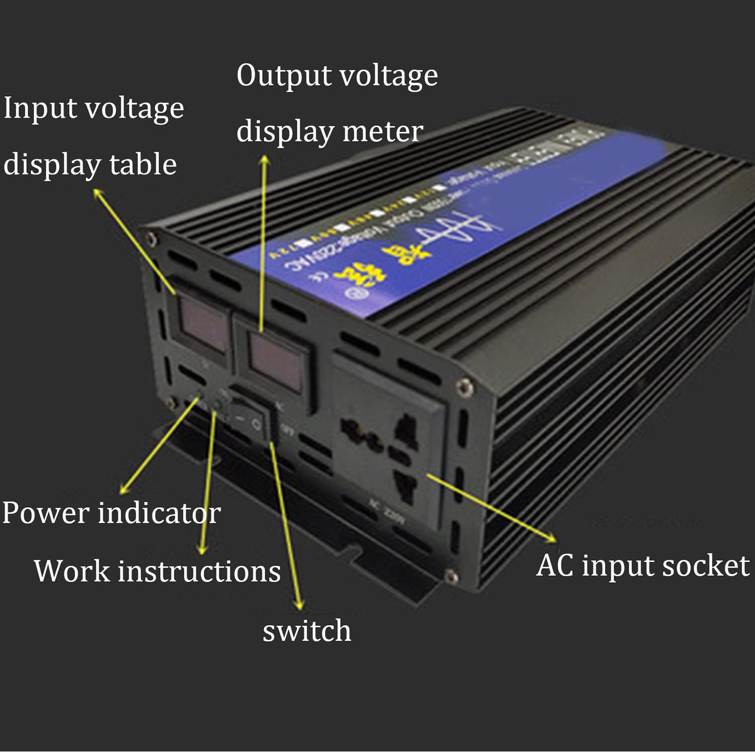 1000w 1600w 2000w 2600w 3000w 4000w 5000w 6000w Przetwornica Czystej Fali Sinusoidalnej-Przetwornica 12v/24v/48v/60v Dc 220v Ac Z Wyświetlaczem Led, Do Podróży Na Zewnątrz,1000W-12Vto220V