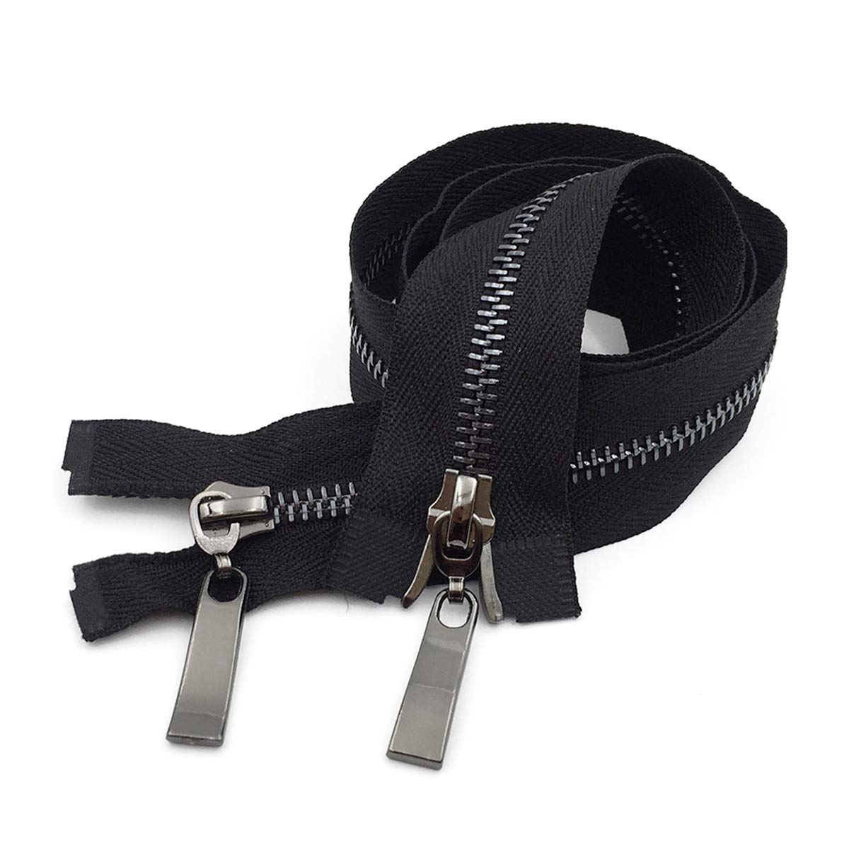 DSESS Zipper Tape#5 Metallic Nylon Coil Zippers Nylon Coil Zippers Bulk Jacket Zippers for DIY Sewing Craft Tailor Bag Garment，1Pcs(Black Black,80cm)