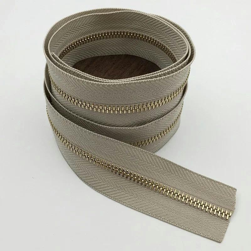 1/3 metros 3# Cremalleras de metal Cremalleras de dientes dorados para ropa, monedero, kit de reparación de cremalleras, cremallera para coser ropa DIY-33-3#-3 metros3pcsSilder