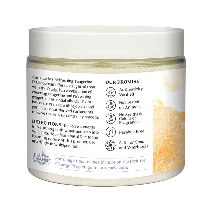 Aura Cacia Aromatherapy Foam Bath, Refreshing Tangerine and Grapefruit, 14 ounce jar (Pack of 2)