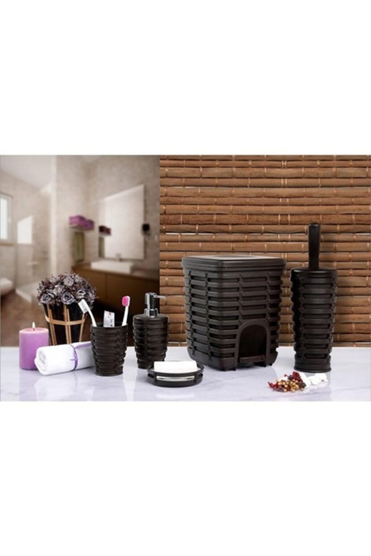 Primanova Palm 5 Li Banyo Seti, Kahverengi