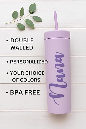 Miniatura 3 de Personalized Skinny Tumbler with Lid and Straw - Monogrammed Tumbler - Custom Tumbler - 16 oz Tumbler - Skinny Tumbler with Straw (Light Pink)