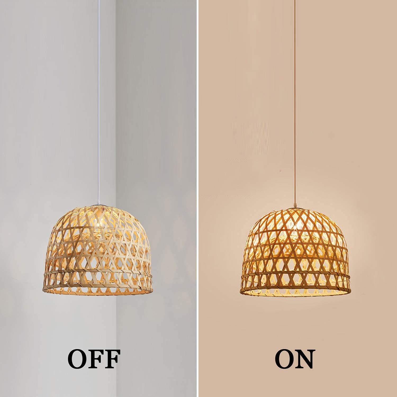 Amazon.com: JXINGZI Bamboo Geometric Ceiling Lamp Woven Pendant