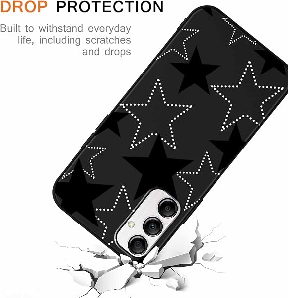 Yoedge 2 Pezzi Cover per Samsung Galaxy A14 5G 6,8", Ultra Sottile Nero Morbida TPU Custodia in Silicone Antiurto Antigraffio Protettiva Case con Disegni per Ragazza Donne per Samsung A14 5G, Stella 2 - 5