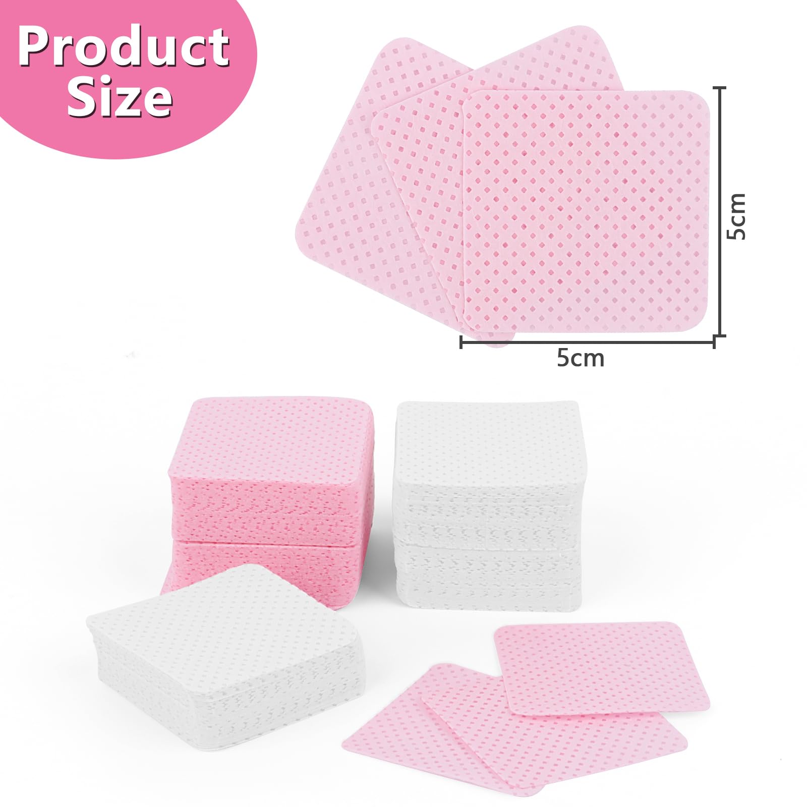 600 Pezzi Pad Unghie Senza Pelucchi, Tampone Salviette in Cotone per Unghie, Salviette per Unghie Prive di Lanugine, per Rimuovere Smalto, per Unghie fai da te e Saloni (Rosa & Bianco)