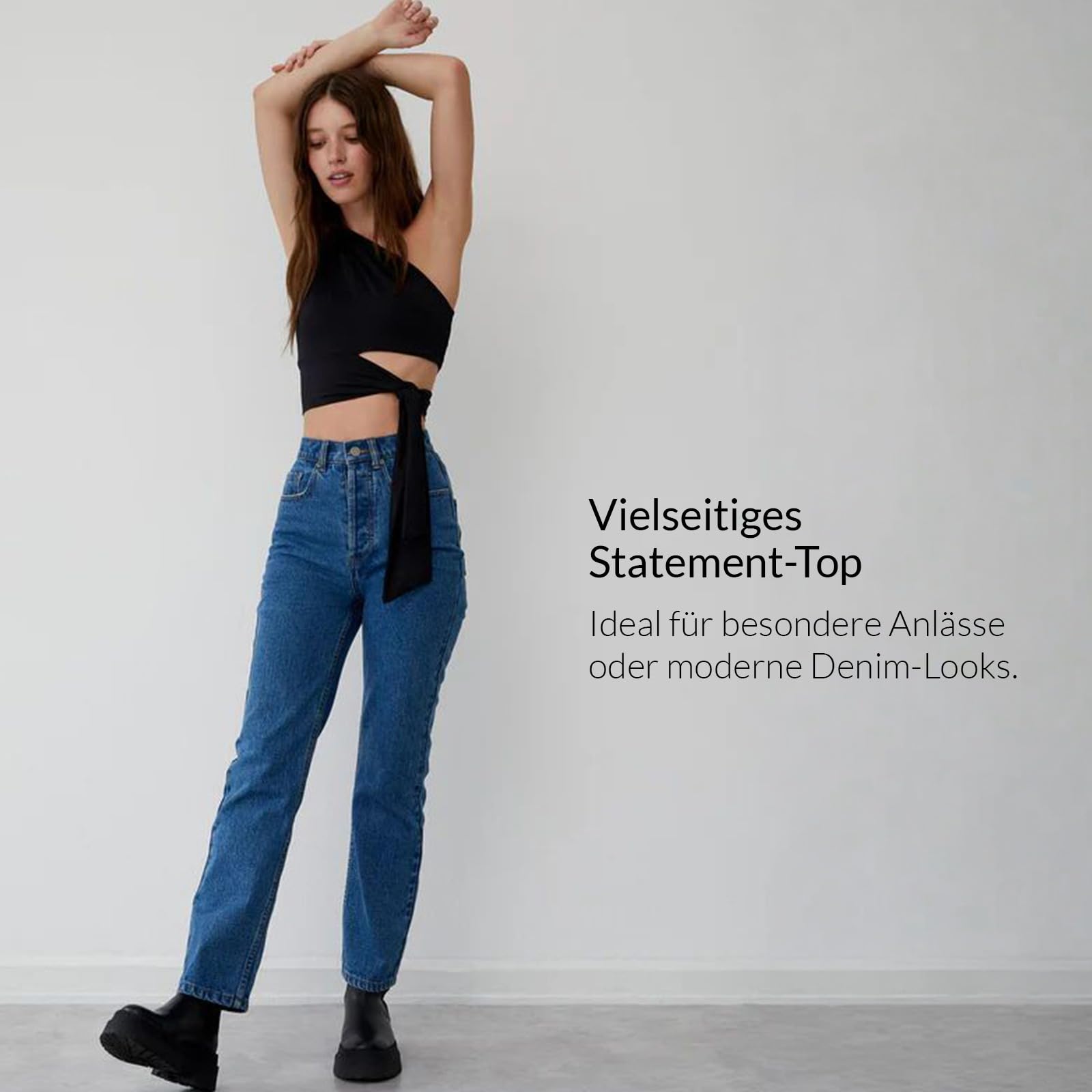 LeGer Leia Top - One-Shoulder Top Damen mit Knotendetail - körpernahe Passform - Oberteil mit Cut-Outs - Mode für Damen - by Lena Gercke - Gr. 34-44