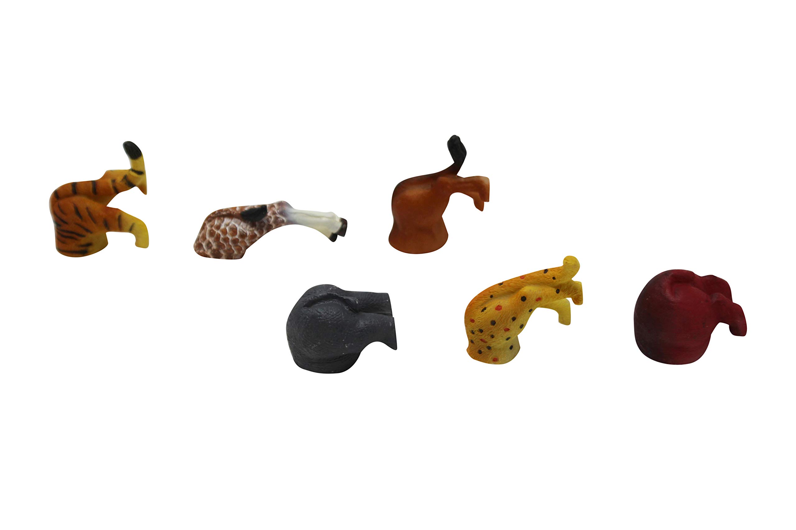 ZAZZIO Safari Animal Butt Magnets for Refrigerator - 6 Pack for Animal Lovers, Pet Enthusiasts and Office Decoration