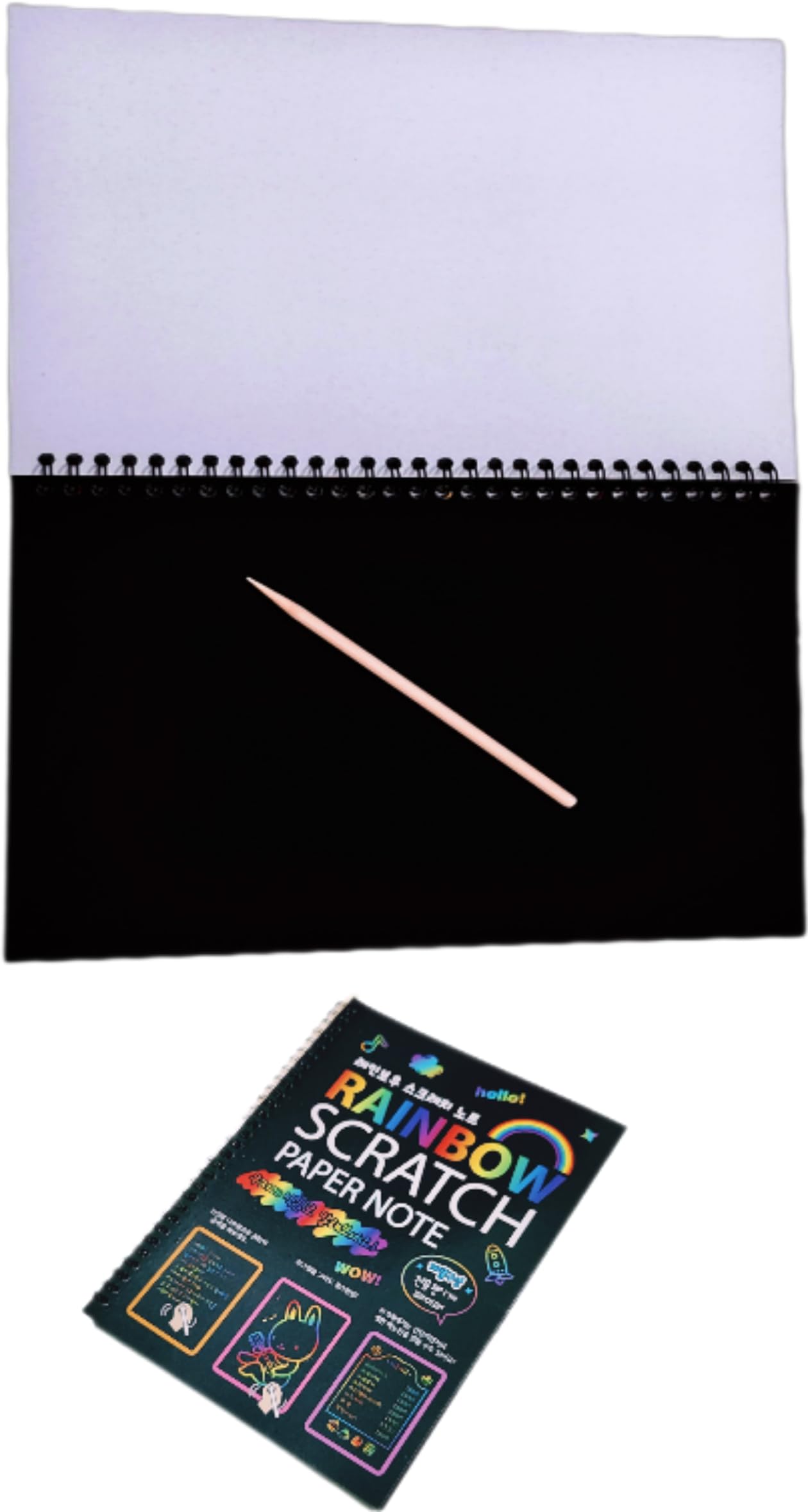 Hope Kart Magical Scratch and Draw Rainbow Note Book Art Craft Pad for Kids Girls Adults Magic Drawing Doodle with Wooden Stick 10 x 7 inches, 10 Pages (Big, Pack of 1)-image-14