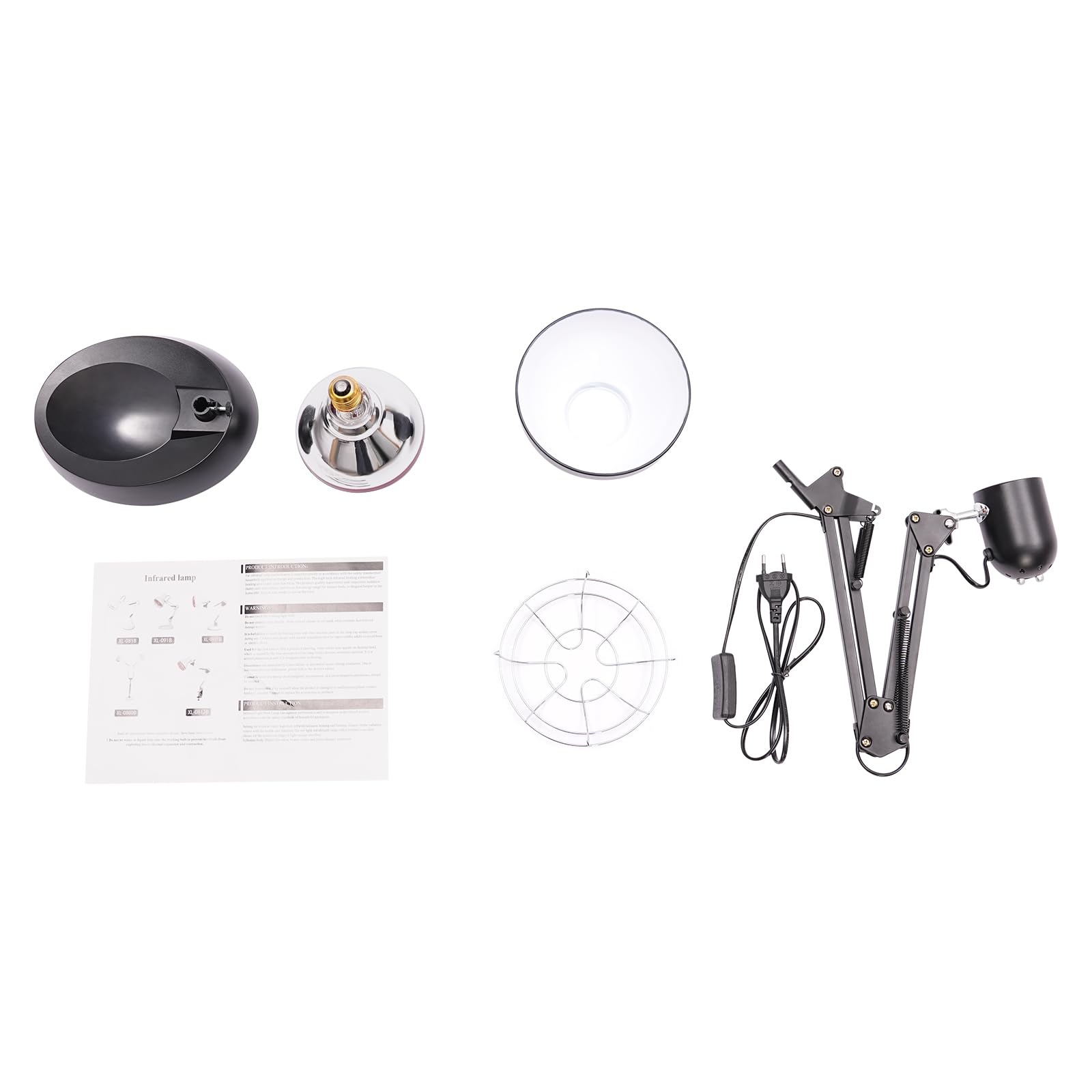 JKU400EU - Lámpara de infrarrojos (180 W, con soporte ajustable, luz infrarroja, para aliviar el dolor, ligereza, relajación muscular, color negro)