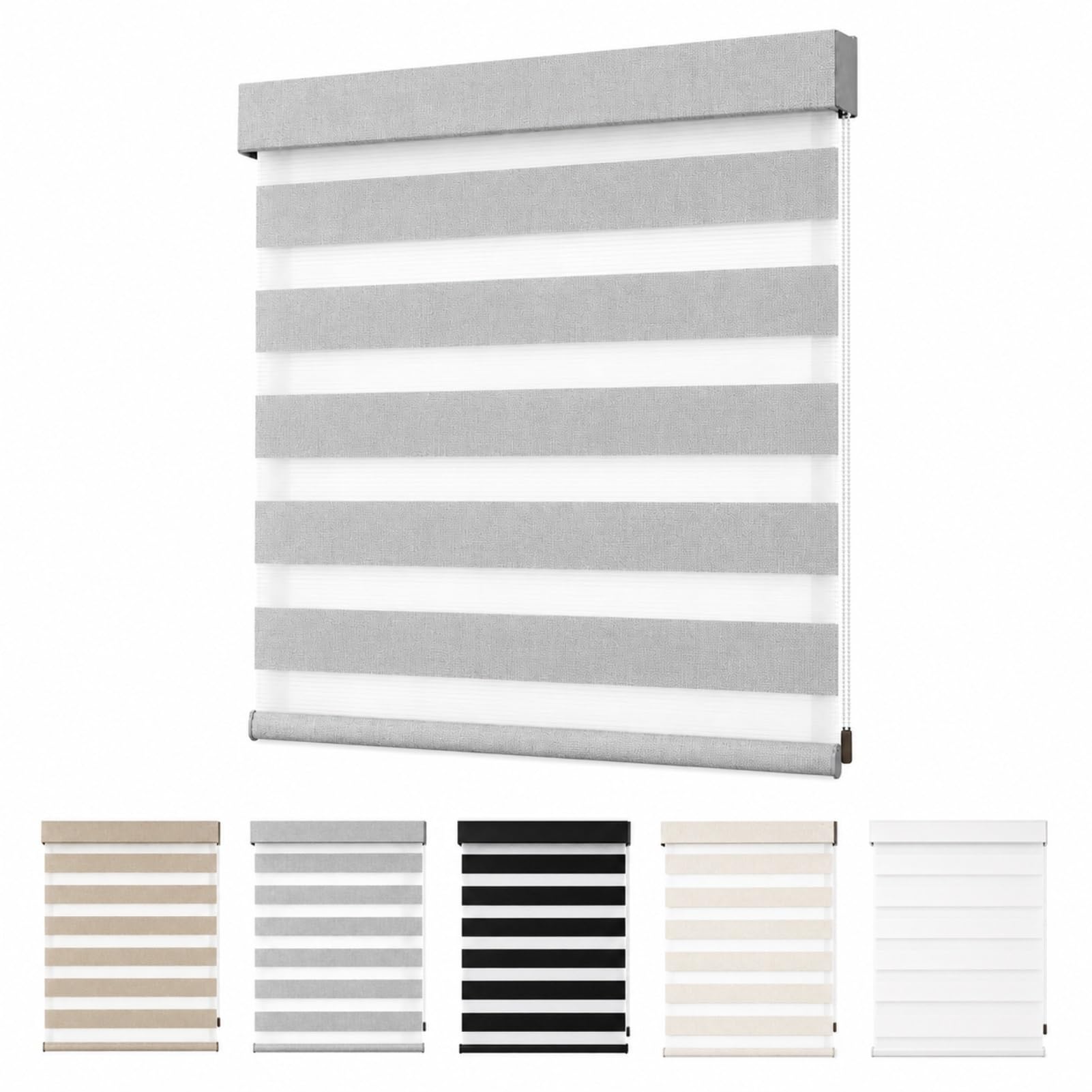 Store Enrouleur Jour Nuit sur Mesure pour fenêtre intérieure | Pose intérieure ou extérieure à visser, chaînette, lumière filtrée, 11 couleurs(Gray,W70xH140cm)