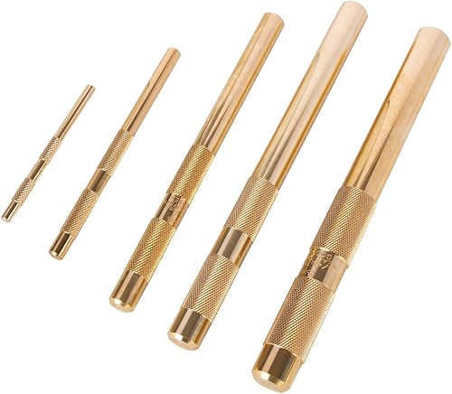 Wztepeng Juego de herramientas de punzón de deriva de latón de 5 piezas con punzones de deriva de 14 pulgadas 38 pulgadas 12 pulgadas 58 pulgadas 34